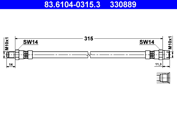 stabdžių žarnelė - 83.6104-0315.3 ATE
