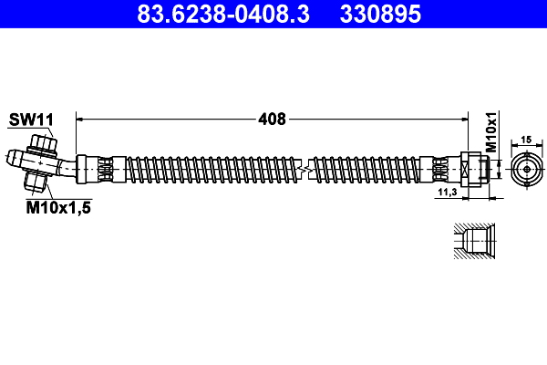 Brake Hose - 83.6238-0408.3 ATE