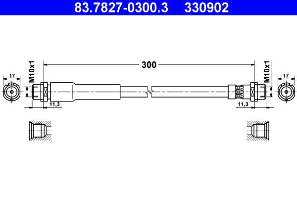 Brake Hose - 83.7827-0300.3 ATE