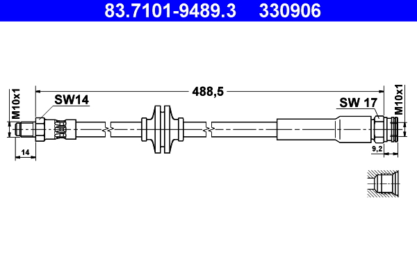 Brake Hose - 83.7101-9489.3 ATE