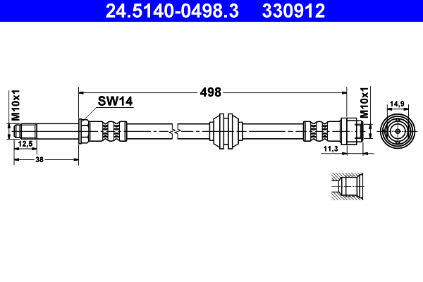 Brake Hose - 24.5140-0498.3 ATE