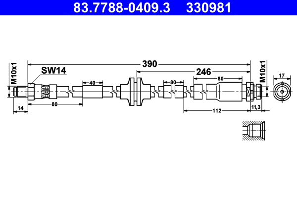 Brake Hose - 83.7788-0409.3 ATE