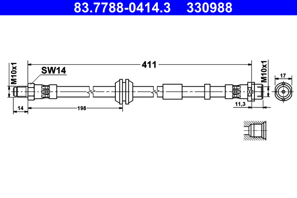 Brake Hose - 83.7788-0414.3 ATE