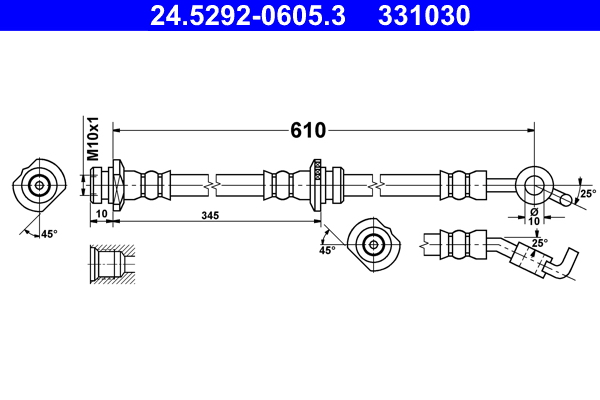 Brake Hose - 24.5292-0605.3 ATE