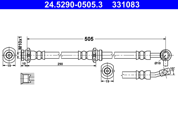 Brake Hose - 24.5290-0505.3 ATE