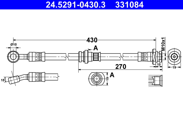 Brake Hose - 24.5291-0430.3 ATE