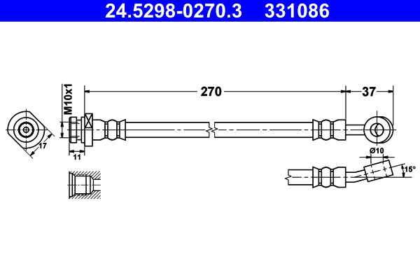 Brake Hose - 24.5298-0270.3 ATE
