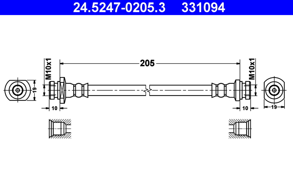 Brake Hose - 24.5247-0205.3 ATE