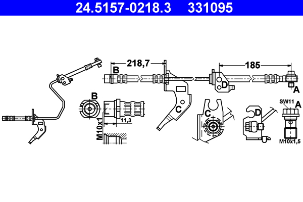 Flessibile del freno - 24.5157-0218.3 ATE