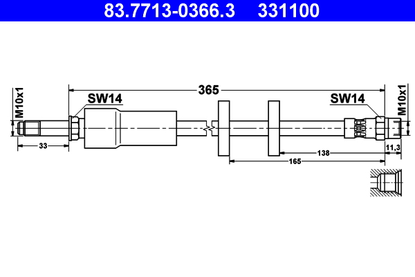 Brake Hose - 83.7713-0366.3 ATE
