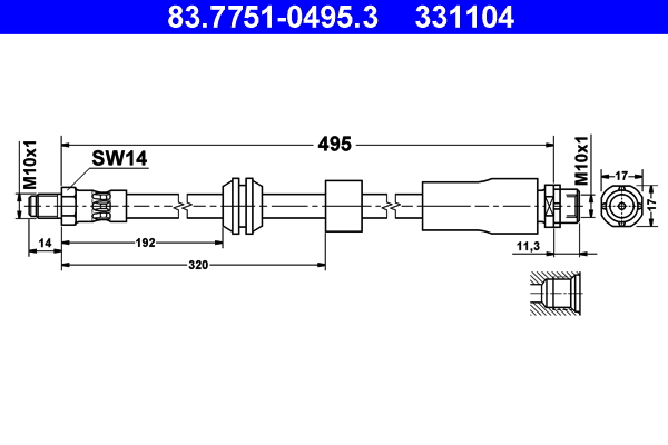 Brake Hose - 83.7751-0495.3 ATE