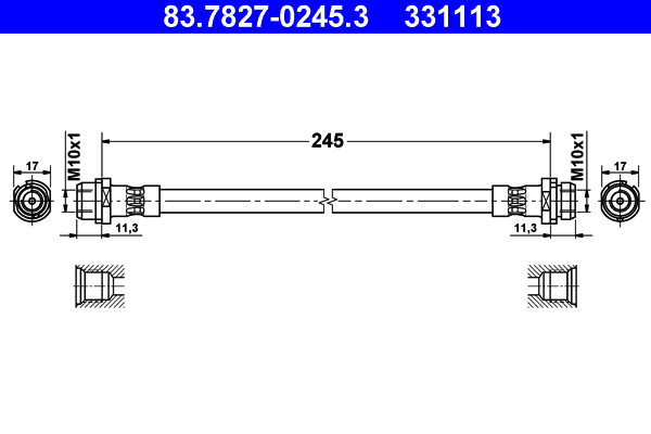 Brake Hose - 83.7827-0245.3 ATE