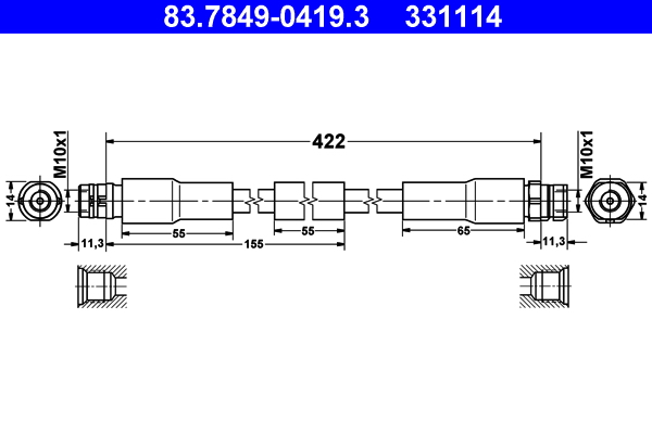 Brake Hose - 83.7849-0419.3 ATE