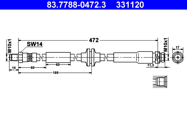 Brake Hose - 83.7788-0472.3 ATE