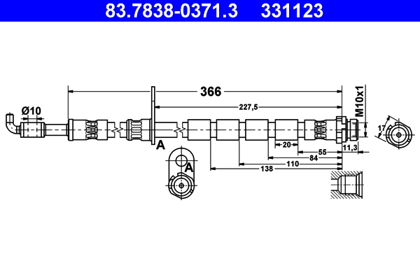 Brake Hose - 83.7838-0371.3 ATE