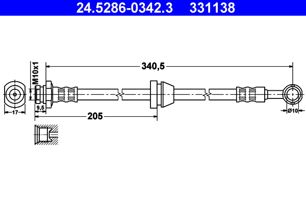 Brake Hose - 24.5286-0342.3 ATE