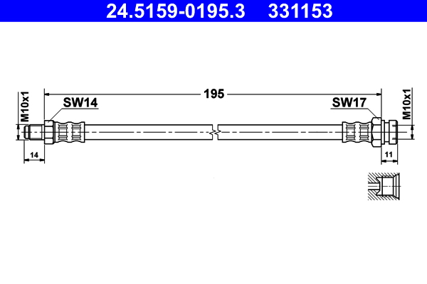 Brake Hose - 24.5159-0195.3 ATE