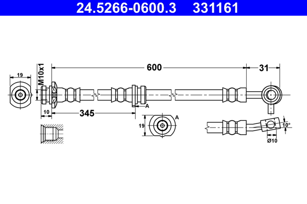 Brake Hose - 24.5266-0600.3 ATE