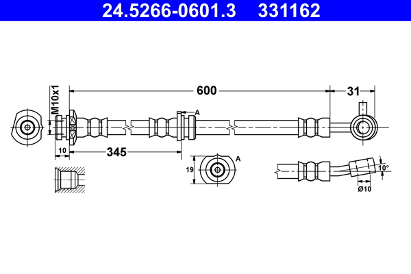 Brake Hose - 24.5266-0601.3 ATE