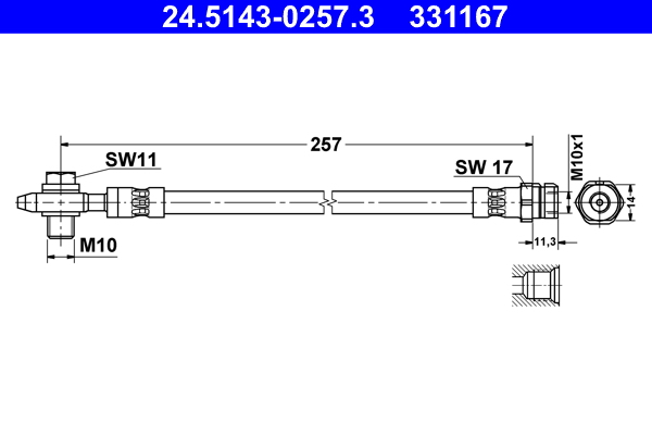 Brake Hose - 24.5143-0257.3 ATE