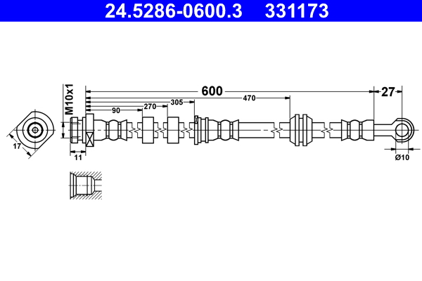 Brake Hose - 24.5286-0600.3 ATE
