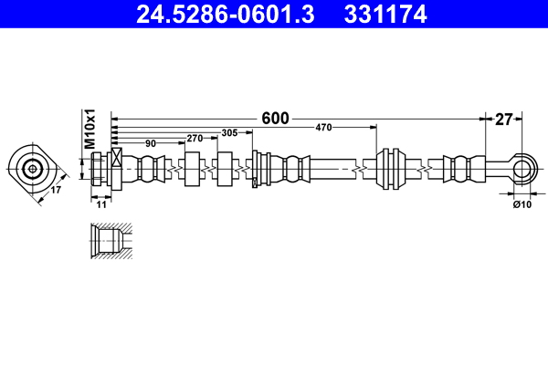 Brake Hose - 24.5286-0601.3 ATE