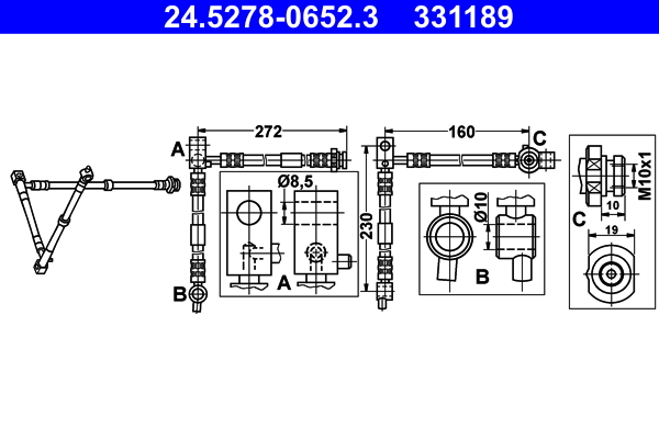 Brake Hose - 24.5278-0652.3 ATE