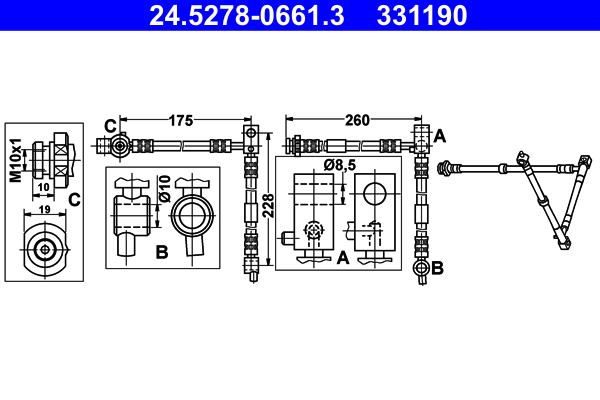 Brake Hose - 24.5278-0661.3 ATE