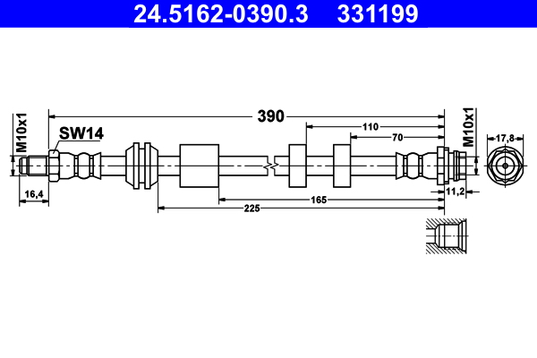 Brake Hose - 24.5162-0390.3 ATE