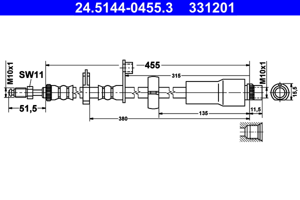 Brake Hose - 24.5144-0455.3 ATE