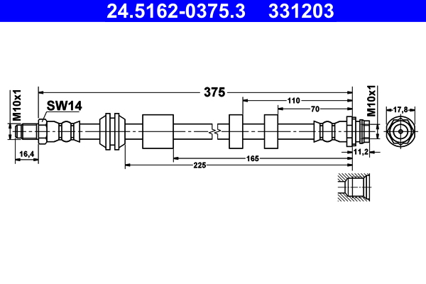 Flessibile del freno - 24.5162-0375.3 ATE