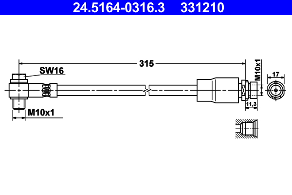 Flessibile del freno - 24.5164-0316.3 ATE