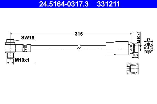 Brake Hose - 24.5164-0317.3 ATE