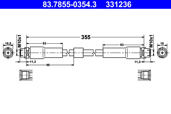 Brake Hose - 83.7855-0354.3 ATE