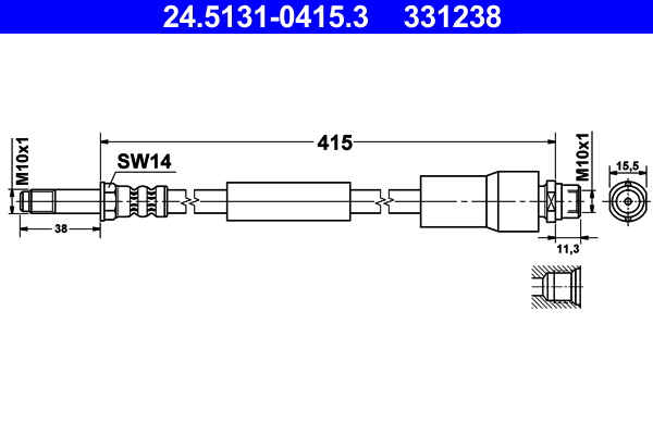 Brake Hose - 24.5131-0415.3 ATE