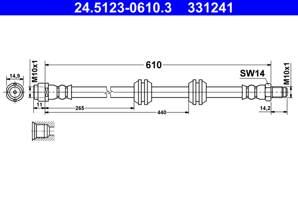 Brake Hose - 24.5123-0610.3 ATE