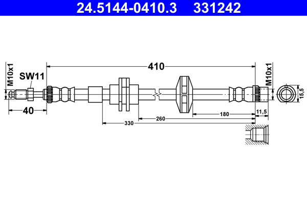 Brake Hose - 24.5144-0410.3 ATE