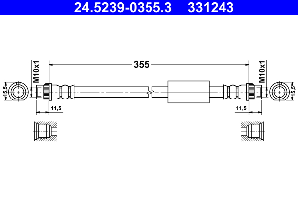Brake Hose - 24.5239-0355.3 ATE