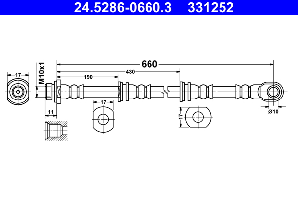 Flessibile del freno - 24.5286-0660.3 ATE