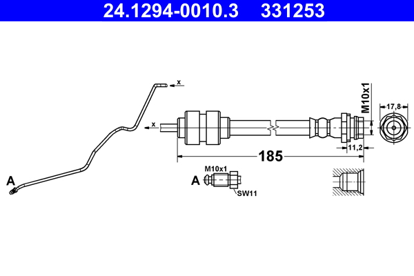 Brake Hose - 24.1294-0010.3 ATE