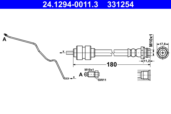 Brake Hose - 24.1294-0011.3 ATE