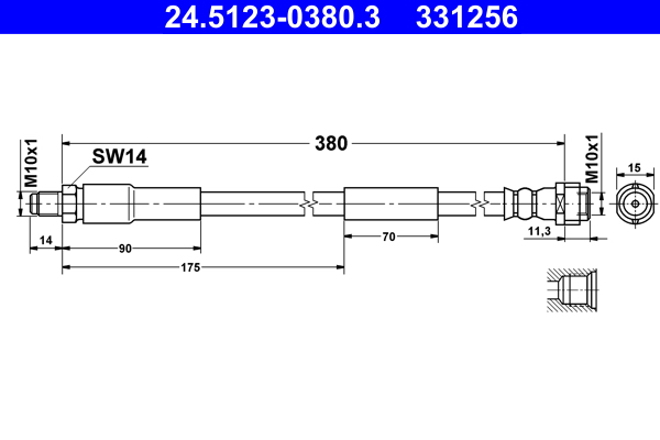 Brake Hose - 24.5123-0380.3 ATE