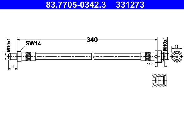 stabdžių žarnelė - 83.7705-0342.3 ATE