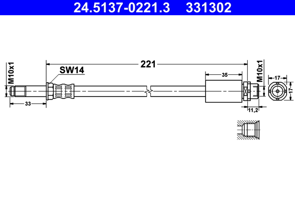 stabdžių žarnelė - 24.5137-0221.3 ATE