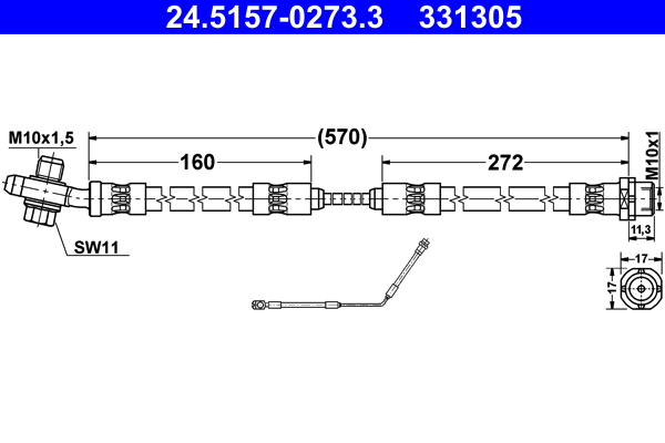 Flessibile del freno - 24.5157-0273.3 ATE