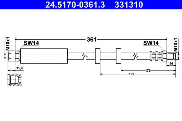 Brake Hose - 24.5170-0361.3 ATE