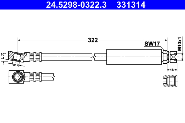 Brake Hose - 24.5298-0322.3 ATE