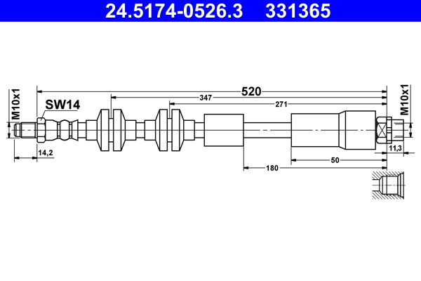 Brake Hose - 24.5174-0526.3 ATE