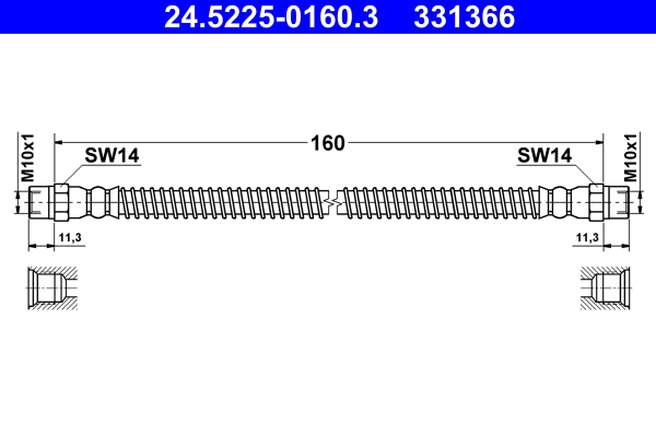 Flessibile del freno - 24.5225-0160.3 ATE