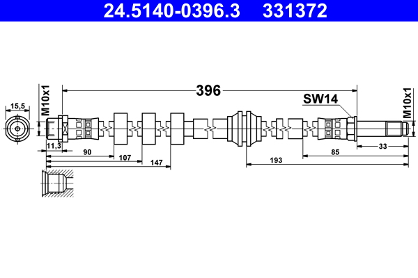 Brake Hose - 24.5140-0396.3 ATE